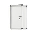 Vitrine intérieure acier laqué porte battante cadre aluminium Bi-Office Enclore - 2 feuilles