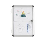 Vitrine intérieure acier laqué porte battante cadre aluminium Bi-Office Enclore - 2 feuilles