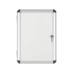 Vitrine intérieure acier laqué porte battante cadre aluminium Bi-Office Enclore - 2 feuilles