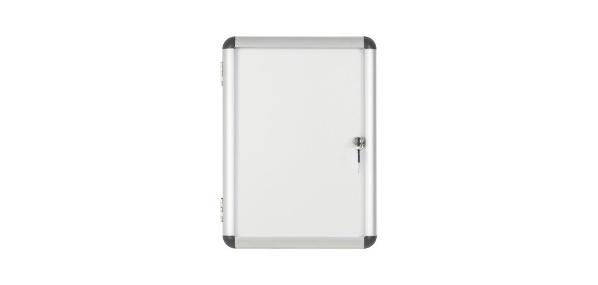 Vitrine intérieure acier laqué porte battante cadre aluminium Bi-Office Enclore - 2 feuilles