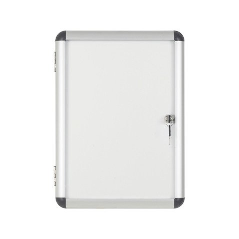 Vitrine intérieure acier laqué porte battante cadre aluminium Bi-Office Enclore - 2 feuilles