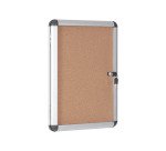 Vitrine intérieure fond liège porte battante cadre aluminium Bi-Office Enclore - 2 feuilles