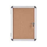 Vitrine intérieure fond liège porte battante cadre aluminium Bi-Office Enclore - 2 feuilles
