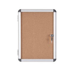 Vitrine intérieure fond liège porte battante cadre aluminium Bi-Office Enclore - 2 feuilles