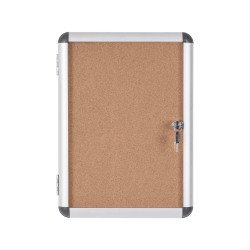 Vitrine intérieure fond liège porte battante cadre aluminium Bi-Office Enclore - 2 feuilles
