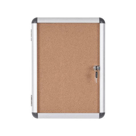 Vitrine intérieure fond liège porte battante cadre aluminium Bi-Office Enclore - 2 feuilles