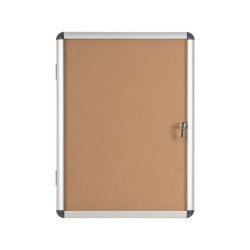 Vitrine intérieure fond liège porte battante cadre aluminium Bi-Office Enclore - 4 feuilles
