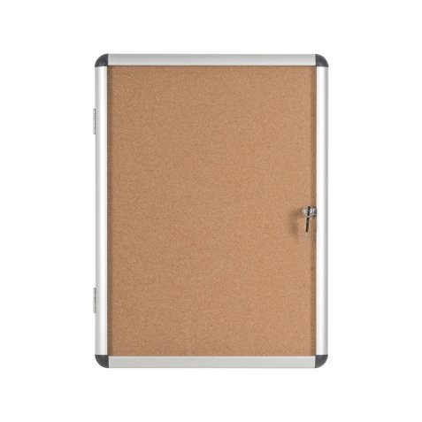 Vitrine intérieure fond liège porte battante cadre aluminium Bi-Office Enclore - 4 feuilles