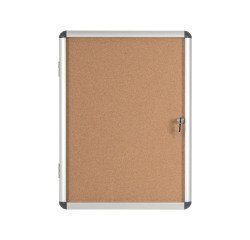 Vitrine intérieure fond liège porte battante cadre aluminium Bi-Office Enclore - 4 feuilles