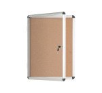Vitrine intérieure fond liège porte battante cadre aluminium Bi-Office Enclore - 4 feuilles