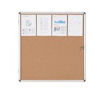 Vitrine intérieure fond liège porte battante cadre aluminium Bi-Office Enclore - 12 feuilles