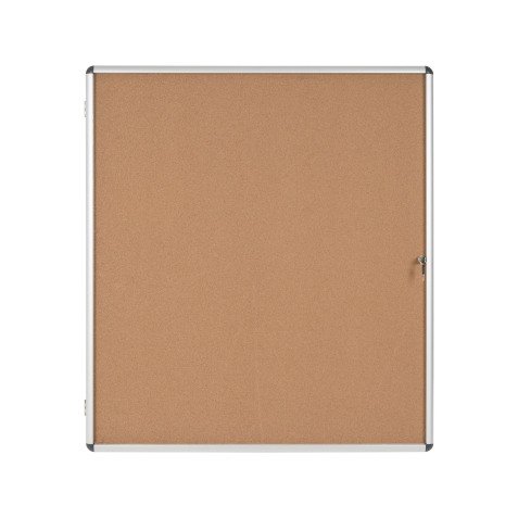 Vitrine intérieure fond liège porte battante cadre aluminium Bi-Office Enclore - 20 feuilles
