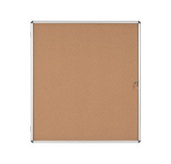Vitrine intérieure fond liège porte battante cadre aluminium Bi-Office Enclore - 20 feuilles