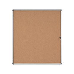 Vitrine intérieure fond liège porte battante cadre aluminium Bi-Office Enclore - 20 feuilles