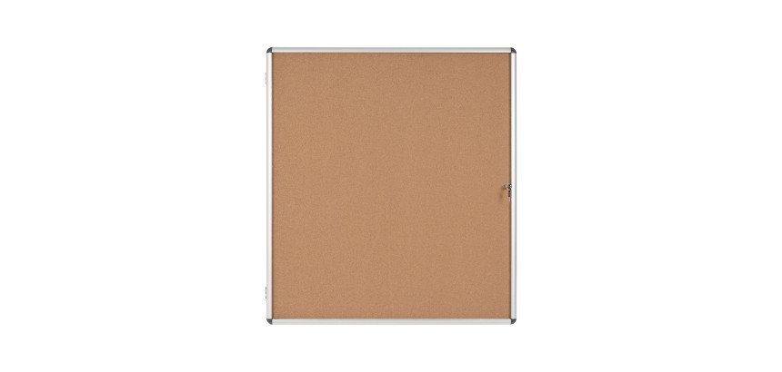 Vitrine intérieure fond liège porte battante cadre aluminium Bi-Office Enclore - 20 feuilles