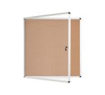 Vitrine intérieure fond liège porte battante cadre aluminium Bi-Office Enclore - 12 feuilles