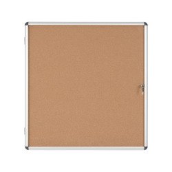 Vitrine intérieure fond liège porte battante cadre aluminium Bi-Office Enclore - 12 feuilles