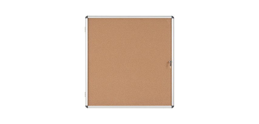 Vitrine intérieure fond liège porte battante cadre aluminium Bi-Office Enclore - 12 feuilles