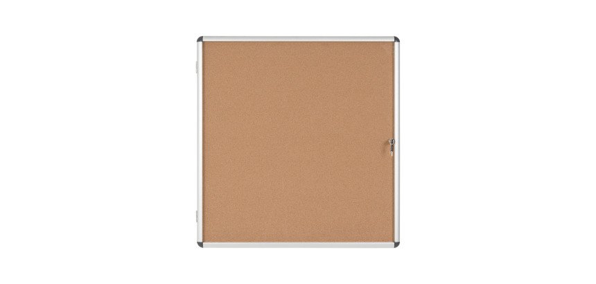 Vitrine intérieure fond liège porte battante cadre aluminium Bi-Office Enclore - 12 feuilles