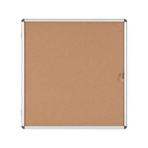 Vitrine intérieure fond liège porte battante cadre aluminium Bi-Office Enclore - 12 feuilles