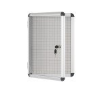 Vitrine intérieure extra plate acier laqué porte battante cadre aluminium Bi-Office Enclore - 2 feuilles