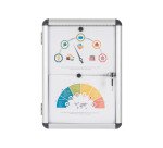 Vitrine intérieure extra plate acier laqué porte battante cadre aluminium Bi-Office Enclore - 2 feuilles