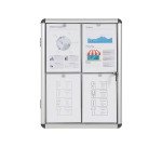 Vitrine intérieure extra plate acier laqué porte battante cadre aluminium Bi-Office Enclore - 4 feuilles