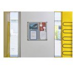 Vitrine intérieure extra plate fond acier laqué porte battante cadre aluminium Bi-Office Enclore - 1 feuille