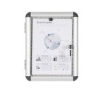 Vitrine intérieure extra plate fond acier laqué porte battante cadre aluminium Bi-Office Enclore - 1 feuille