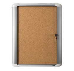 Exterior display case with cork notice board, swing door, aluminum frame Bi-Office Mastervision - 20 sheets