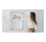 Vitrine d'affichage intérieure extra plate acier laqué porte battante cadre aluminium Bi-Office Enclore - 3 feuilles