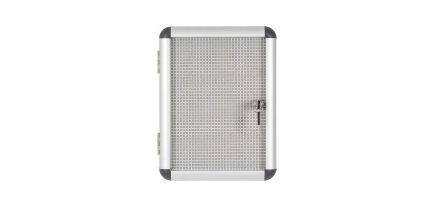 Vitrine intérieure extra plate fond acier laqué porte battante cadre aluminium Bi-Office Enclore - 1 feuille