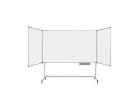 White mobile triptych board, lacquered steel, aluminum frame, 100 x 150 cm, Maya Bi-Office.
