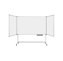 Mobile whiteboard triptych enamelled steel aluminum frame 100 x 200 cm Maya Trio Bi-Office