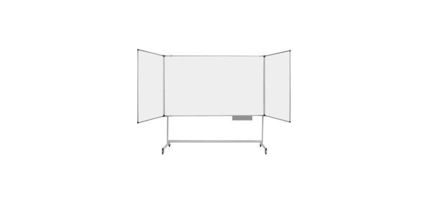 Whiteboard Mobile Triptych Enameled Steel Aluminum Frame 100 x 200 cm Maya Trio Bi-Office