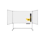White mobile triptych board enamelled steel aluminium frame 100 x 150 cm maya Trio Bi-Office