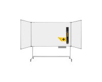 White mobile triptych board enamelled steel aluminium frame 100 x 150 cm maya Trio Bi-Office