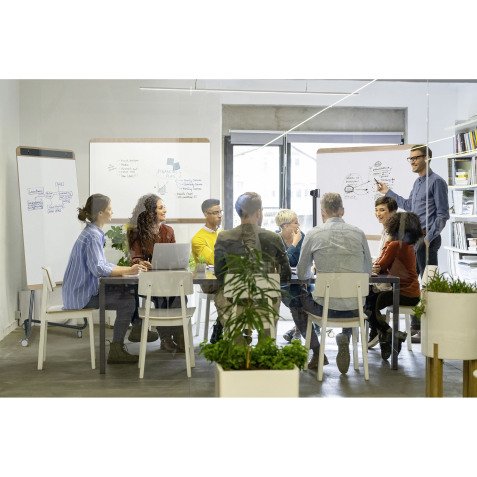 Tableau blanc acier laqué cadre bois 120 x 90 cm Ace Bi Office