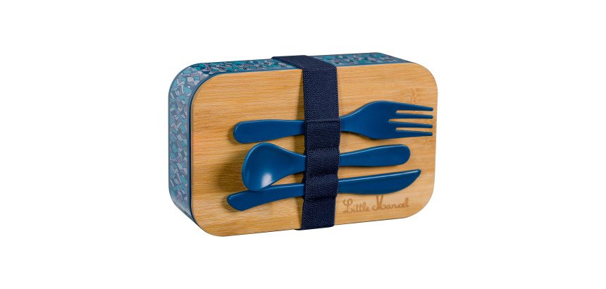 Bolsa térmica porta alimentos con fiambrera y cubiertos