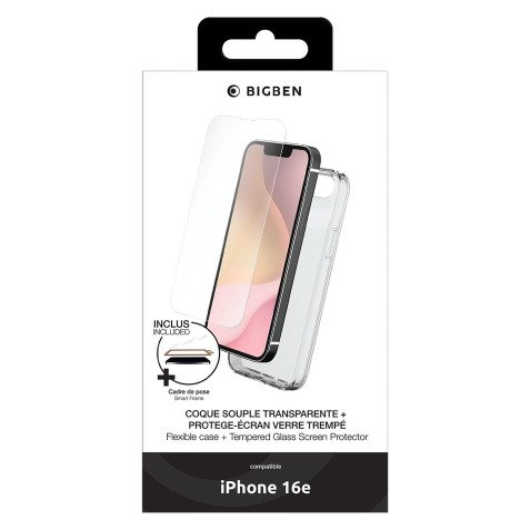 Pack 2 en 1 coque souple transparente pour IPhone 16  + protège écran Big ben