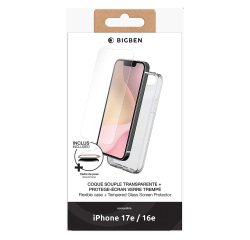 Pack 2 en 1 coque souple transparente pour IPhone 16E  + protège écran Big ben