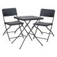 Ensemble de jardin OWEN - 1 table et 2 chaises pliantes - polyéthylène et métal