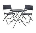 Ensemble de jardin OWEN - 1 table et 2 chaises pliantes - polyéthylène et métal