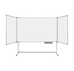 Mobil gemischte Tafel aus lackiertem Stahl und Kork mit Aluminiumrahmen 100 x 150 cm Bi-Office Maya Trio