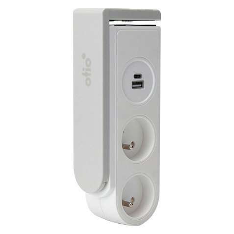 Multiprise Gekko clipsable 2 prises + 2 ports USB A+C - câble 1,5 m