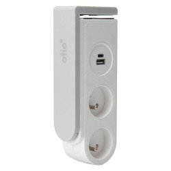 Multiprise Gekko clipsable 2 prises + 2 ports USB A+C - câble 1,5 m