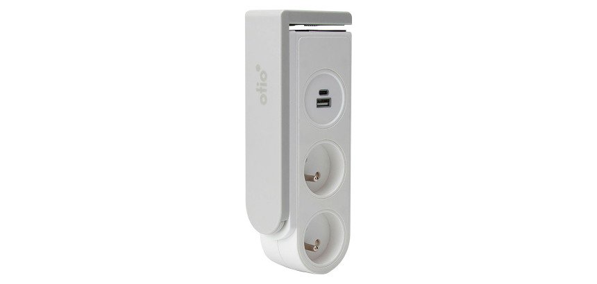 Multiprise Gekko clipsable 2 prises + 2 ports USB A+C - câble 1,5 m