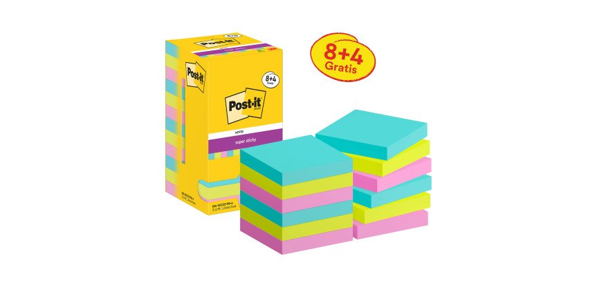 12 Post-it colorati Cosmic super sticky di cui 4 in omaggio