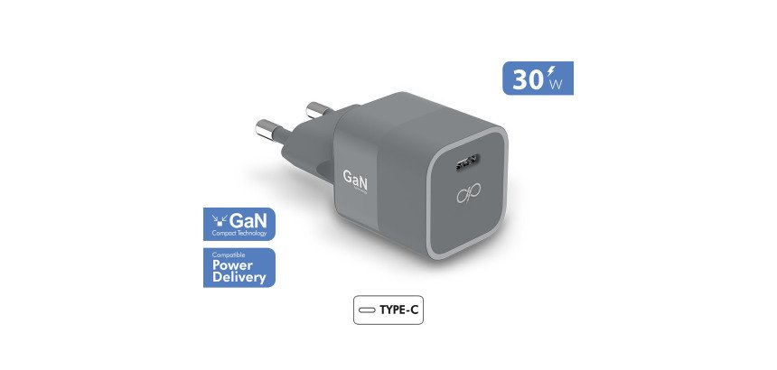Force Power chargeur USB C 30W Power Delivery GaN gris