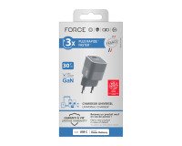 Force Power chargeur USB C 30W Power Delivery GaN gris